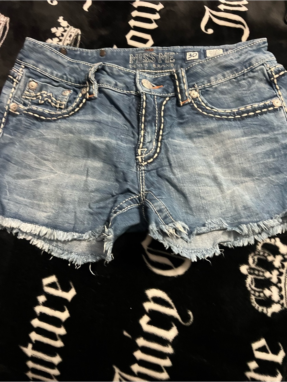 Miss Me Light Blue Distressed Denim Jean Shorts - Picture 2 of 7